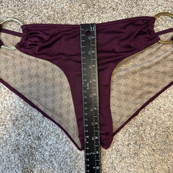 Y2K Vintage Victoria's Secret Bikini Bottom Medium Plum Low Rise O-Ring McBling - Picture 5 of 6
